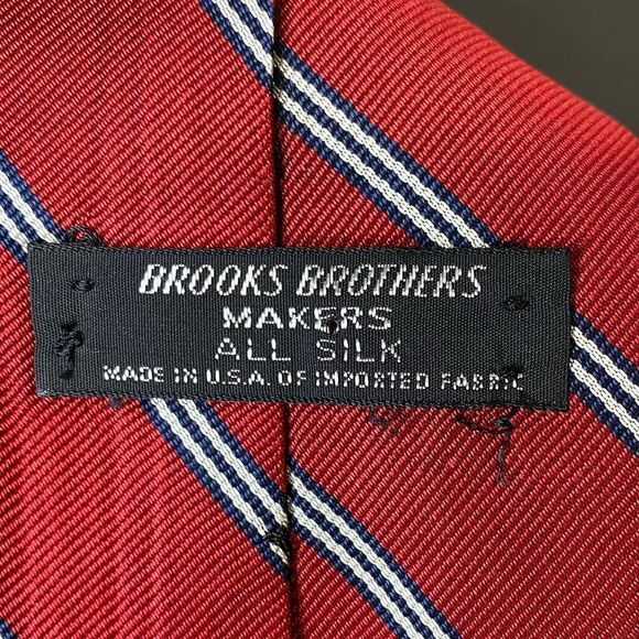 Brooks Brothers silk red with white and black striped tie - Picture 3 of 5